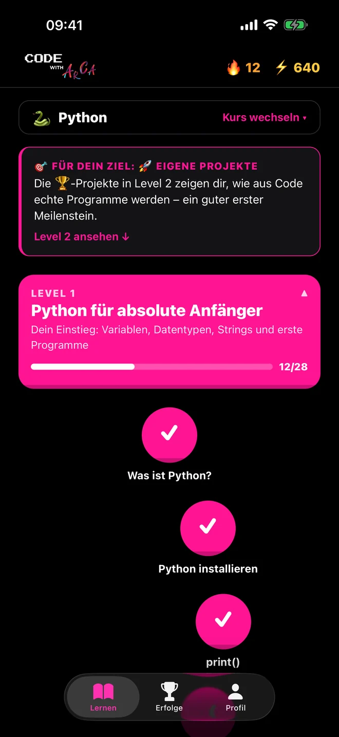 Lernpfad mit Level 1